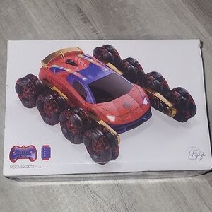 Spider-Themed Remote Control Car with Multi-Directional Wheels